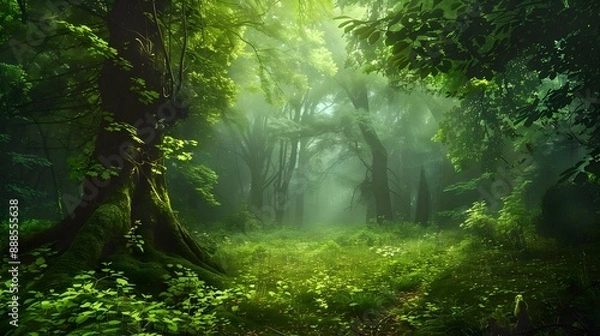 Obraz Beautiful fantasy green forest