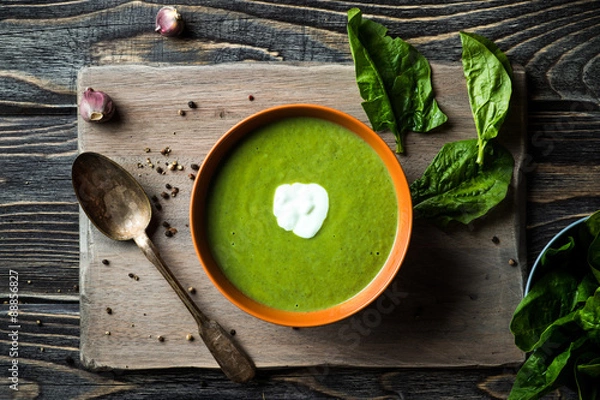 Obraz Green spinach soup