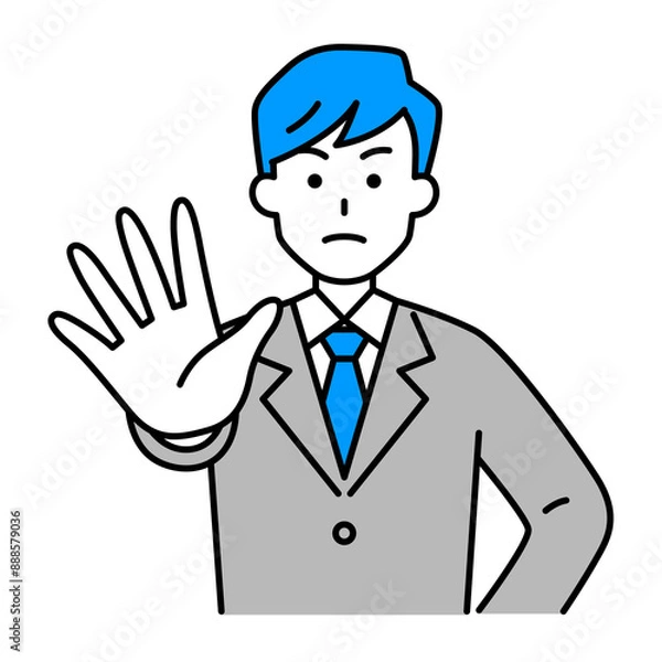 Fototapeta 右手を前に出して拒否するスーツの男性