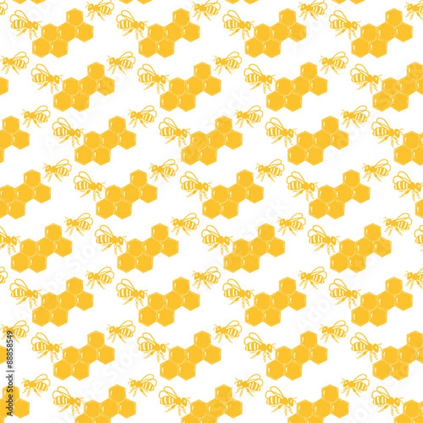 Fototapeta bee and honey seamless pattern
