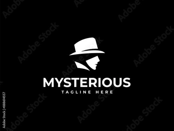 Obraz mysterious logo vector illustration. man in hat logo template
