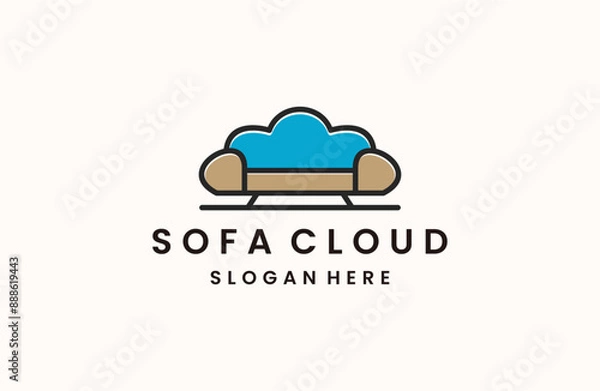Obraz Sofa cloud logo template vector illustration design