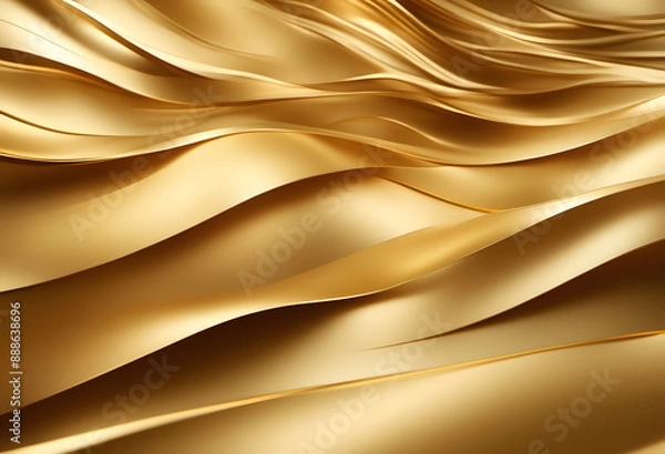 Fototapeta Abstract golden waves background with smooth, flowing curves and a metallic sheen.