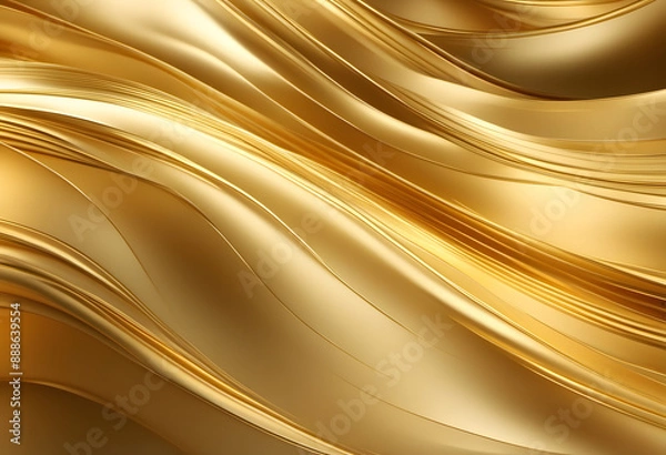 Fototapeta Abstract golden waves background with smooth, flowing curves and a metallic sheen.