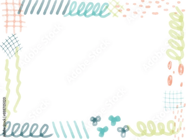 Obraz 手描き水彩落書きお手紙フレーム赤緑青