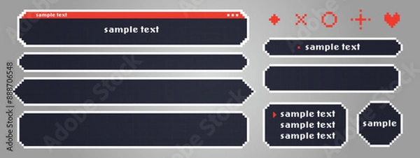 Obraz レトロなビデオゲーム風のドット絵テロップベースセット