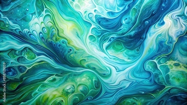 Fototapeta Abstract background resembling liquid fluid art in shades of blue and green , liquid, fluid, art, abstract, background, blue