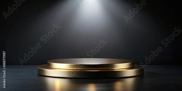 Fototapeta Golden and black podium presentation mockup for product photography , elegant, luxurious, showcase, display, pedestal