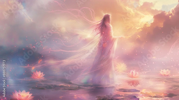 Fototapeta Ethereal Goddess in a Dreamlike Realm.