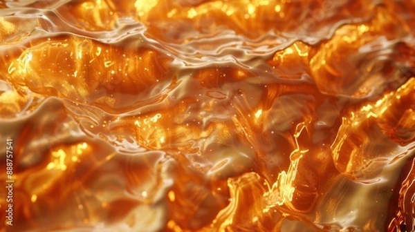 Fototapeta Close-up of molten bronze, capturing its fluid, glowing, and dynamic texture in high resolution