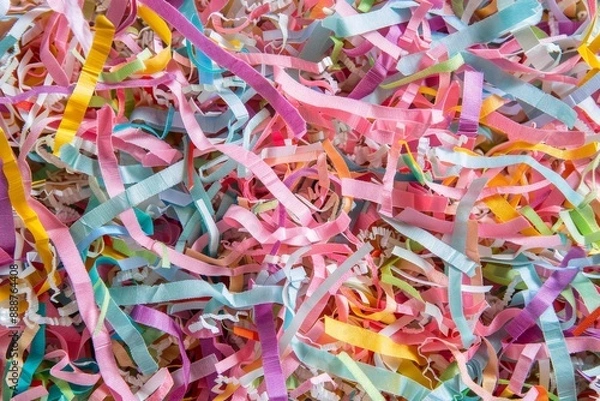 Fototapeta Shredded paper texture for gifts and shipping