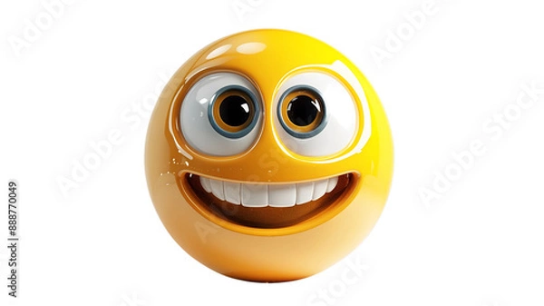 Fototapeta Cheerful emoji face with a gentle smile, representing friendliness and warmth in digital interactions
