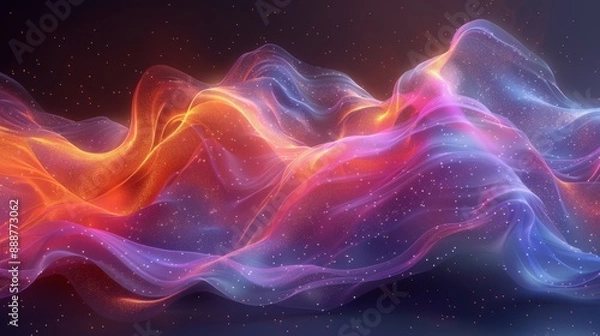 Fototapeta A mesmerizing holographic abstract shape with fluid curves and vibrant colors, creating a captivating visual effect