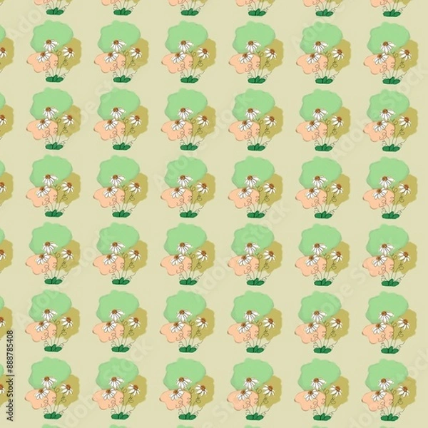 Fototapeta The pattern image for poster and background is a hand-painted minimalist style.