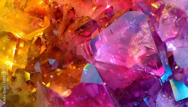 Obraz rainbow-colored crystal with intricate details and shimmering facets representing the multifaceted nature of LGBTQ pride
