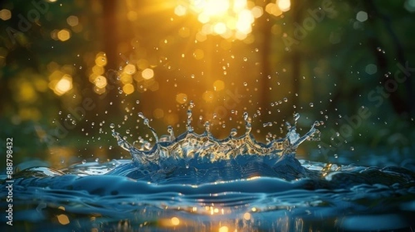 Fototapeta Splashing water in sunlight - generative ai