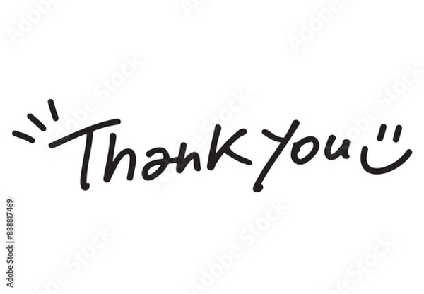 Obraz サンキュー　thank you　ペンで書いたおしゃれな手書き文字　横
