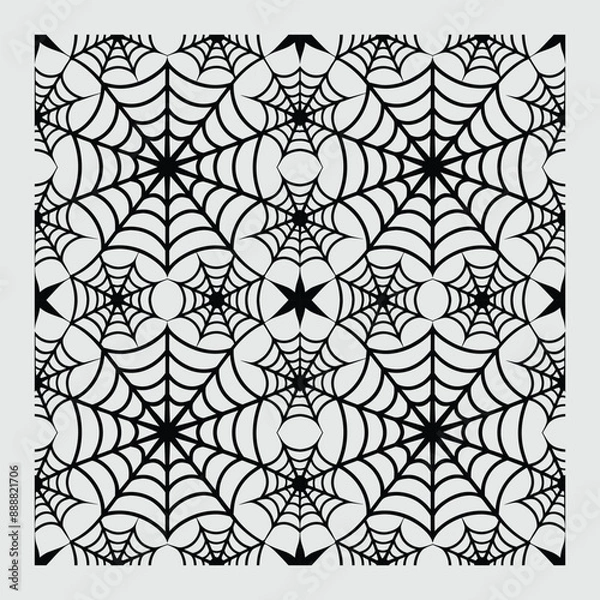 Fototapeta seamless pattern with black and white spider web Halloween 