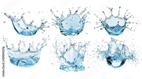 Fototapeta Collection of isolated water splash on white background