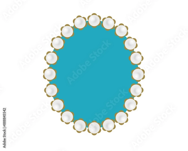 Obraz アンティークな真珠の青色の丸いフレーム