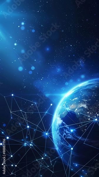 Obraz Abstract digital globe with glowing connection lines, global network and connectivity concept background