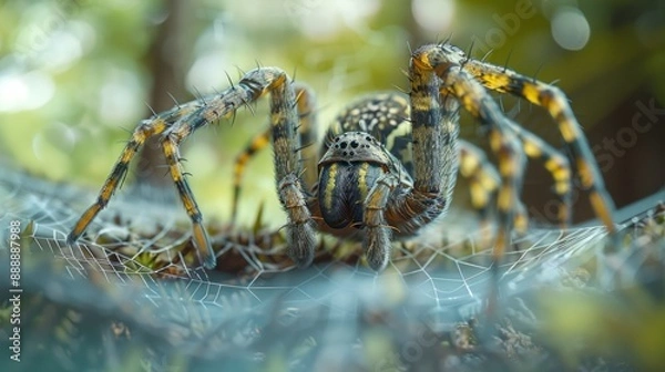 Fototapeta Close-Up of a Spider on its Web
