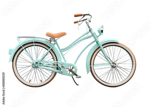 Fototapeta Green Vintage Bicycle with Basket Isolated on a transparent background