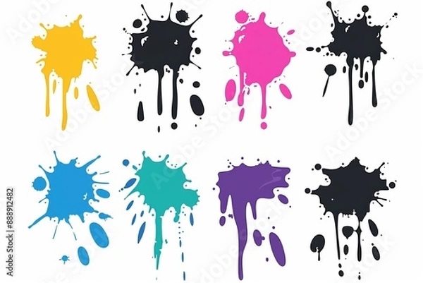 Fototapeta Slime toy icon, mucus symbol, color acrylic paint, cream splash, elastic goop, viscous elastic paste