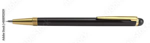 Obraz Luxury black and gold pen isolated on white background, ideal for writing, business, or office use, offering elegance and sophistication.