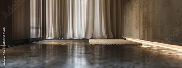 Obraz Elegant Italian Minimalist Bathroom with Concrete Walls and Earth Tones