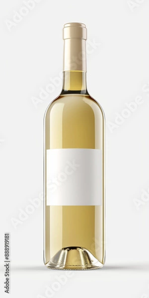 Fototapeta A Single Bottle of Chardonnay Wine With a Blank Label