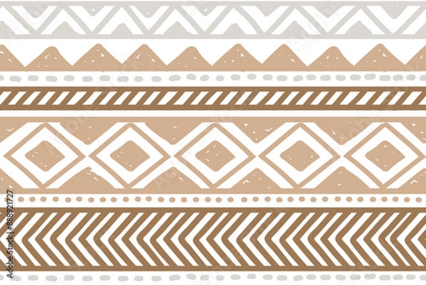 Fototapeta Ethnic vector seamless pattern. Tribal geometric background, traditional craft motif, maya, aztec, mexican ornament. Warm, cozy autumn print