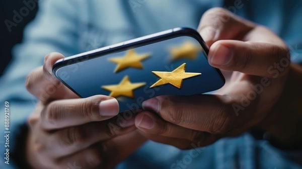 Fototapeta businessman holding a mobile phone with a map of the world