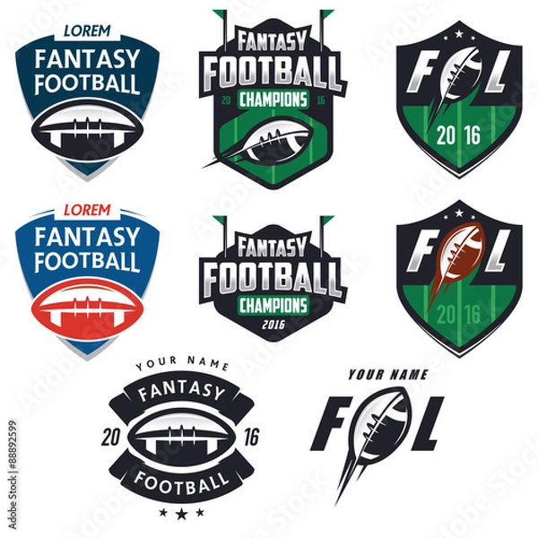 Fototapeta American Football Fantasy League, emblematów i elementów projektowych