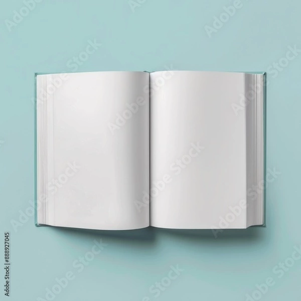 Fototapeta Open Book Mockup, Opened Blank Catalogue, Empty Magazine, Generative AI Illustration