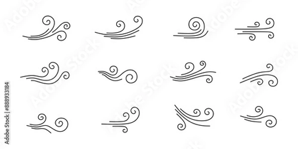 Obraz collection of wind blowing effects with editable strokes