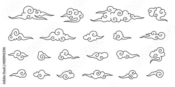 Fototapeta chinese clouds collection with editable stroke
