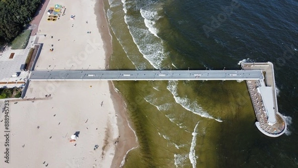 Obraz Widok z drona na molo w Kołobrzegu