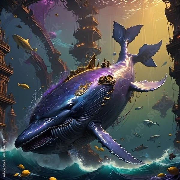 Fototapeta 심해 속 판타지 고래