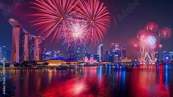 Fototapeta Firework new year banner background