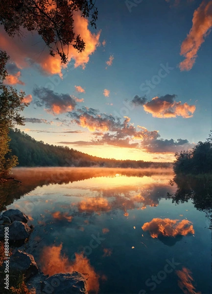 Obraz sunset over the river