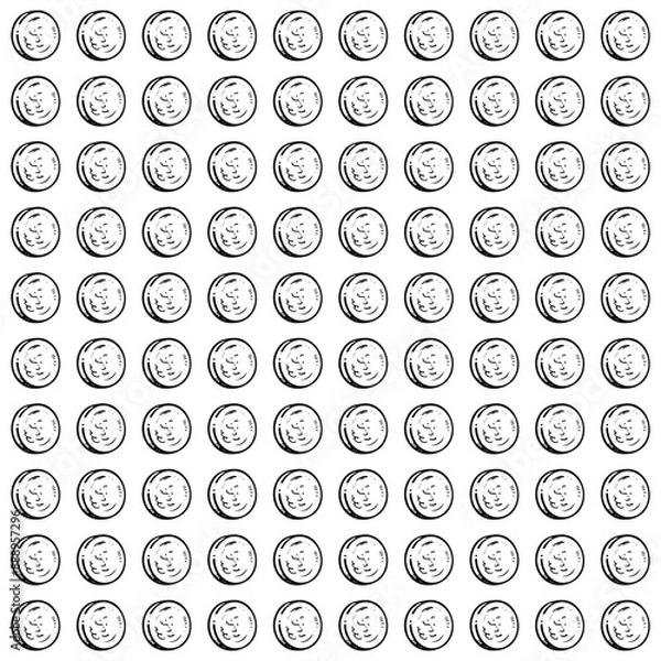 Fototapeta Background with irregular, chaotic dots, points, circle. Random halftone. Pointillism style. Black and white colour. Vector illustration COINS	