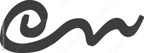 Fototapeta Underline swoosh. Swash stroke and swirl line. Curly hand drawn squiggle. Doodle curve ink brush flourish. Wavy scroll