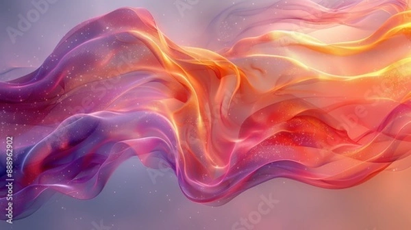 Fototapeta A mesmerizing holographic abstract figure with flowing lines and vibrant colors, creating a striking visual effect against a pastel background