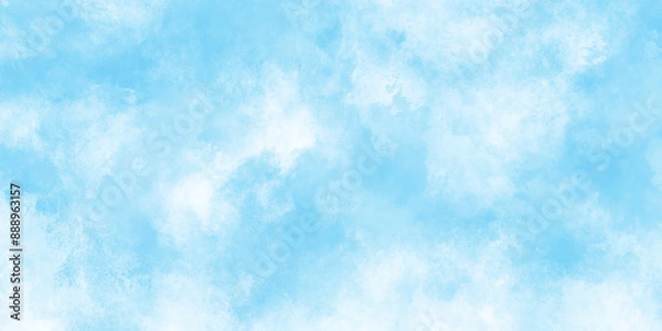 Fototapeta sky clouds for wallpaper backdrop background, shiny and clear painted light blue clouds watercolor background, The summer is colorful clearing day Good weather with natural blue clouds.