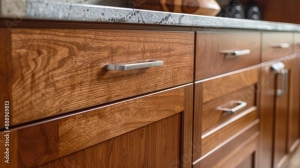 Fototapeta cherry wood stain cabinet doors with slim line handles