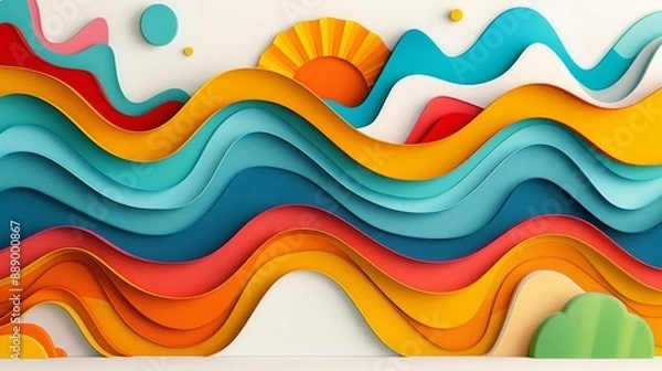 Fototapeta 1 Abstract fluid shapes in vibrant colors, organic shapes, dynamic and flowing