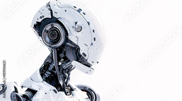 Fototapeta Artificial intelligence robot on pure white background