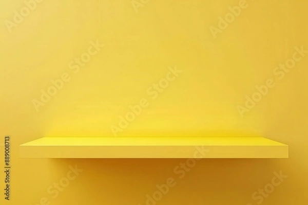 Fototapeta Minimalistic Yellow Shelf Against Empty Yellow Wall - 3D Render