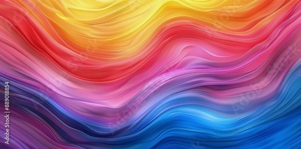 Obraz Abstract Wavy Lines in Vibrant Yellow, Red, Pink, and Blue